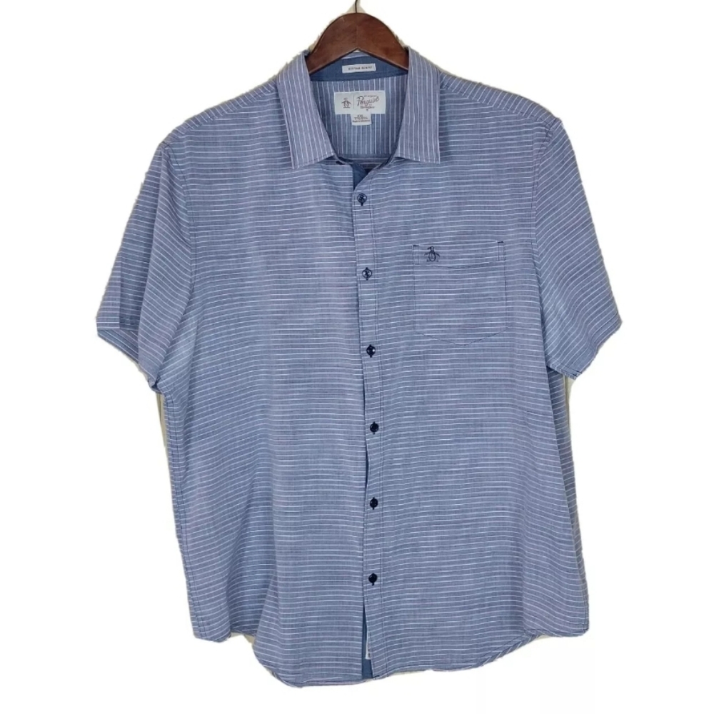 an original Penguin heritage slim fit button down size XXL   Color:  blue